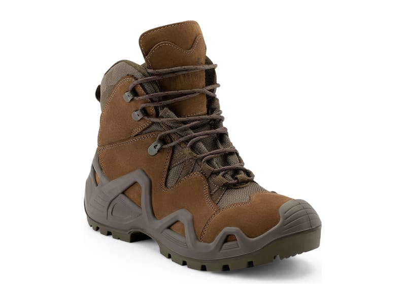 Outdoor and tactical mid boot in khaki nubuck